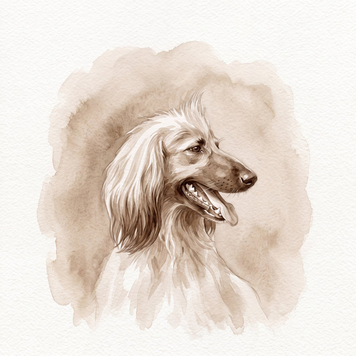 Memorial watercolor portrait of a senior dog
