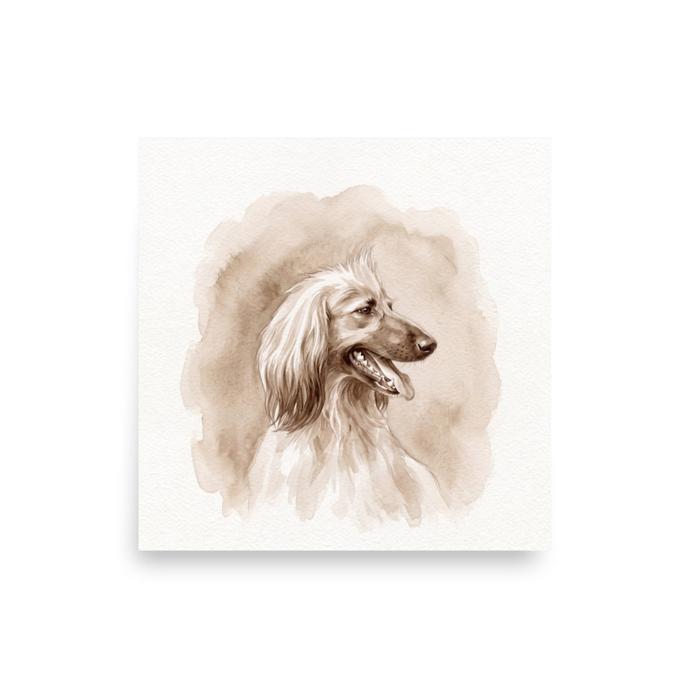 Example: a sepia watercolor memorial portrait as a 16 x 16 inch unframed matte paper print